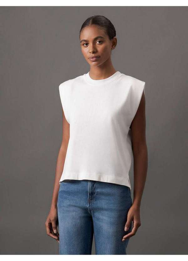 Calvin Klein Jeans - Blusa Feminina Fendas Laterais Calvin Klein Jeans - Branco Branco