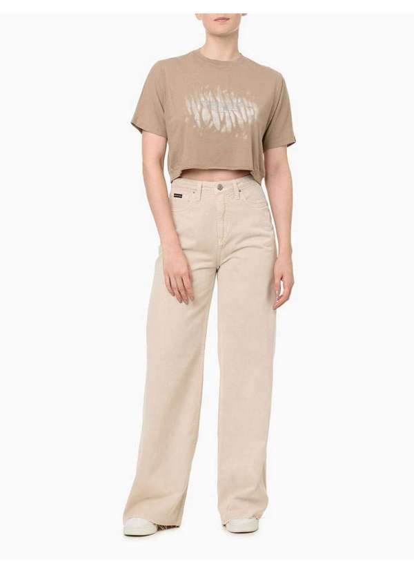 Calvin Klein Jeans - Blusa Feminina Silk Textura - Caqui Claro Bege 2