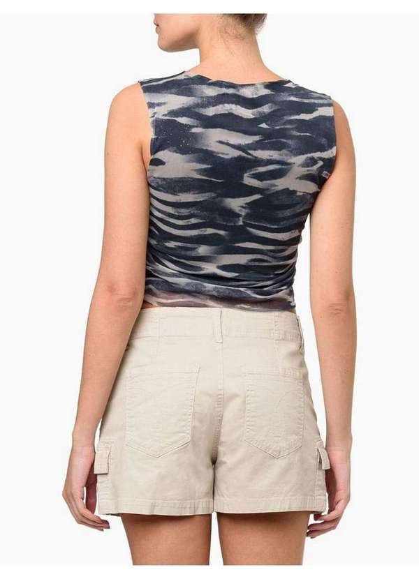 Calvin Klein Jeans - Blusa Feminina Tule Estampado - Marinho Azul 2