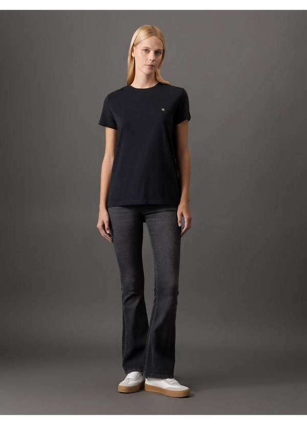 Calvin Klein Jeans Camiseta Feminina Algodão Egípcio Calvin Klein Jeans Preto Preto