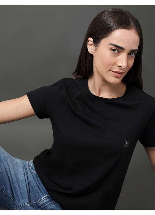 Calvin Klein Jeans - Camiseta Feminina Algodão Egípcio Calvin Klein Jeans - Preto Preto 5