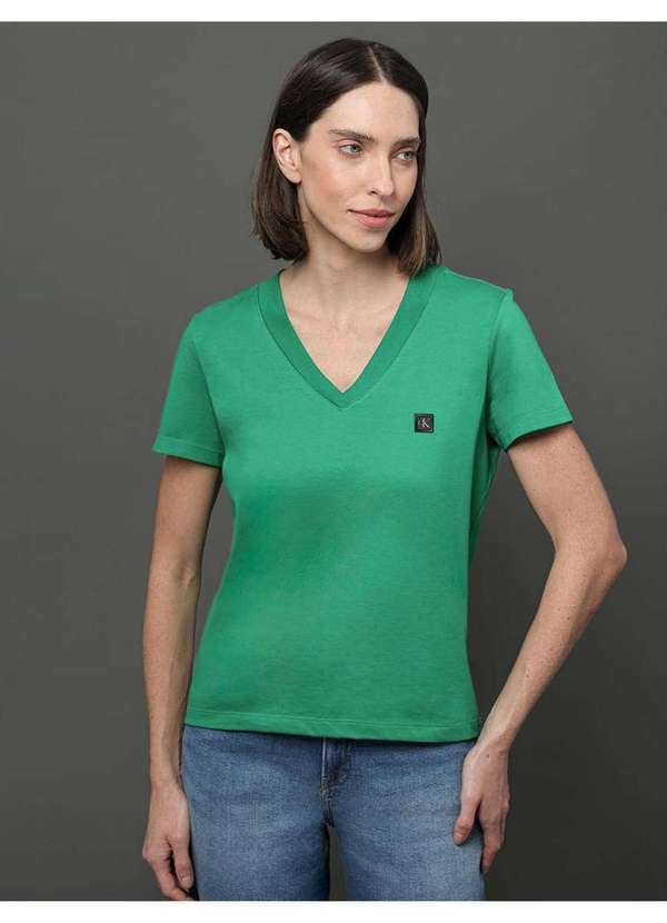 Calvin Klein Jeans - Camiseta Feminina Algodão Egípcio Calvin Klein Jeans - Verde Médi Verde