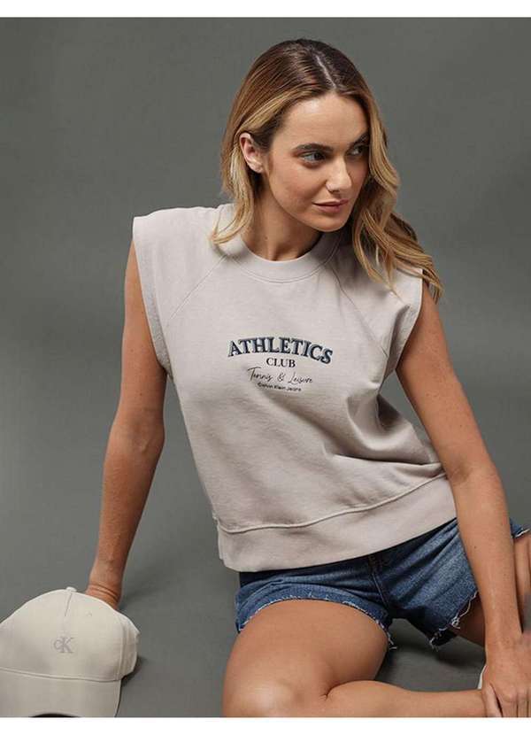 Calvin Klein Jeans - Camiseta Feminina Athletics Calvin Klein Jeans - Caqui Claro Bege