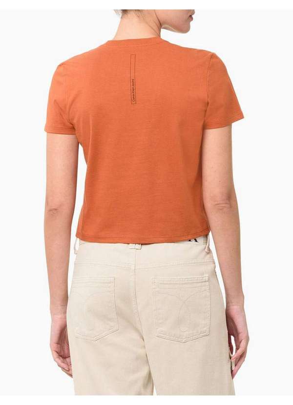 Calvin Klein Jeans - Camiseta Feminina Cropped - Laranja Laranja