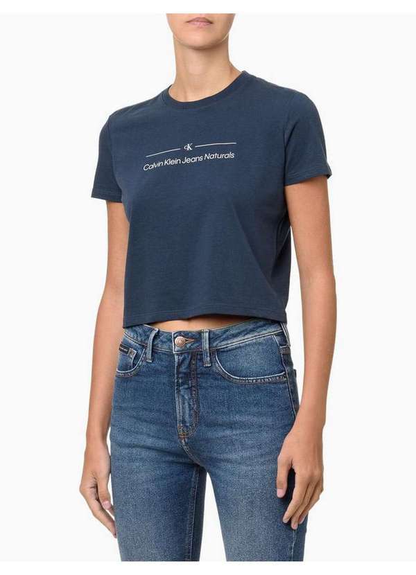 Calvin Klein Jeans - Camiseta Feminina Cropped - Marinho Azul