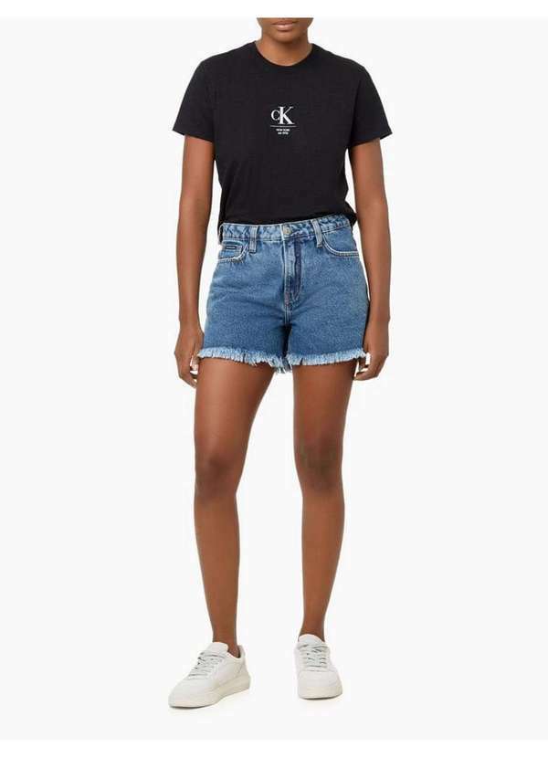 Calvin Klein Jeans - Camiseta Feminina Flamê Logo - Preto Preto