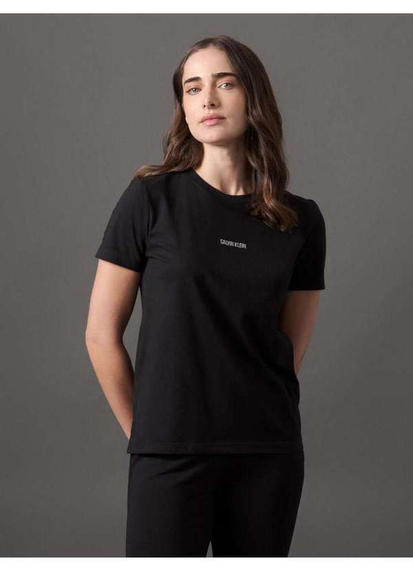 Calvin Klein Jeans - Camiseta Feminina Intense Bordado Calvin Klein Underwear - Preto Preto