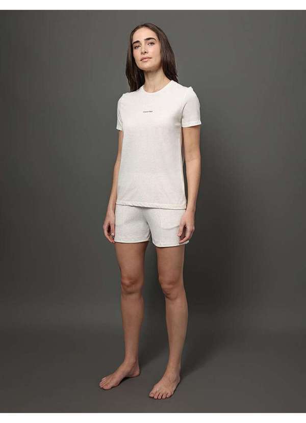 Calvin Klein Jeans - Camiseta Feminina Linen Lounge Calvin Klein Underwear - Off White Branco