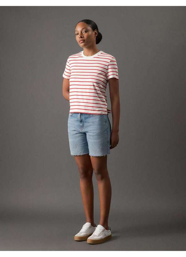 Calvin Klein Jeans - Camiseta Feminina Listras Calvin Klein Jeans - Vermelho Vermelho 3