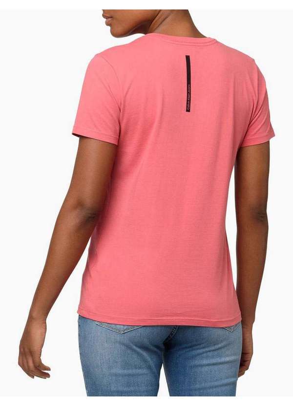 Calvin Klein Jeans - Camiseta Feminina Logo Básico Peito - Melancia Vermelho 3