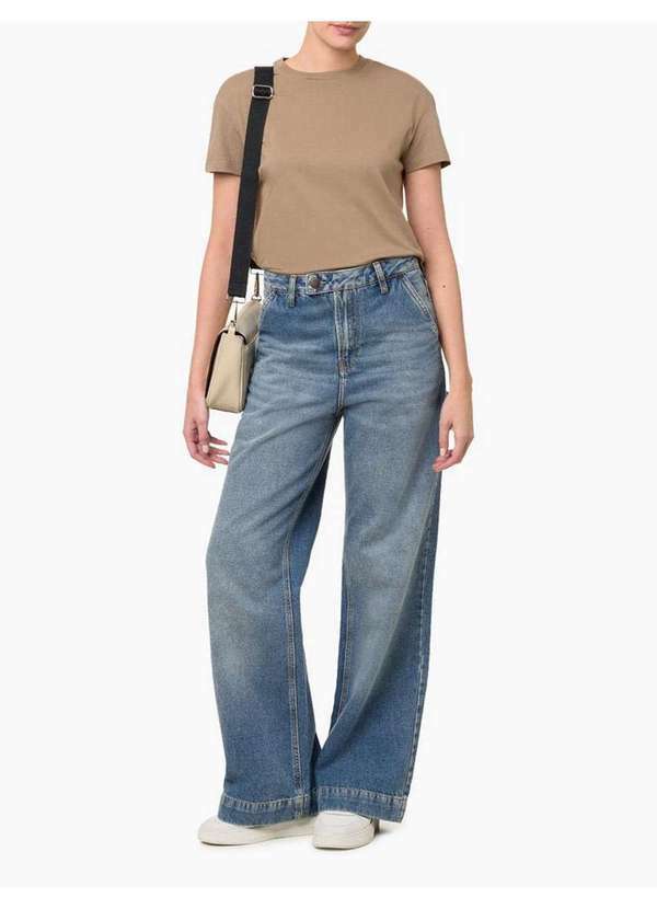 Calvin Klein Jeans - Camiseta Feminina Logo Established - Caqui Claro Bege