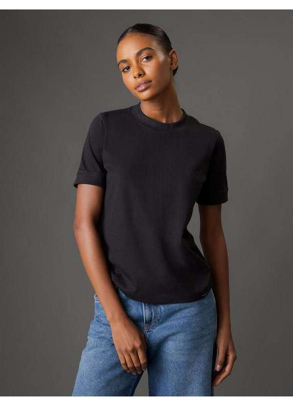 Calvin Klein Jeans - Camiseta Feminina Malhão com Punhos Calvin Klein Jeans - Preto Preto