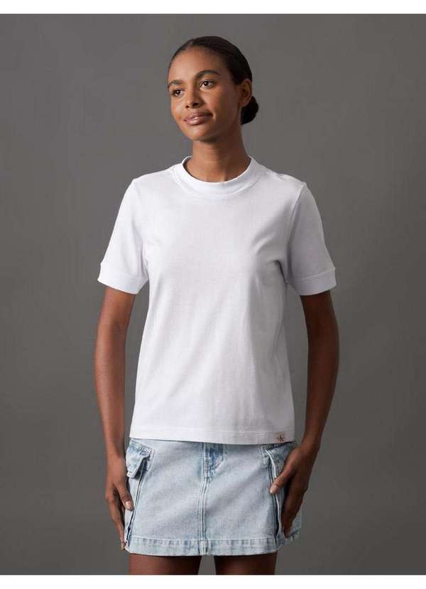 Calvin Klein Jeans - Camiseta Feminina Malhão com Punhos Calvin Klein Jeans - Branco Branco