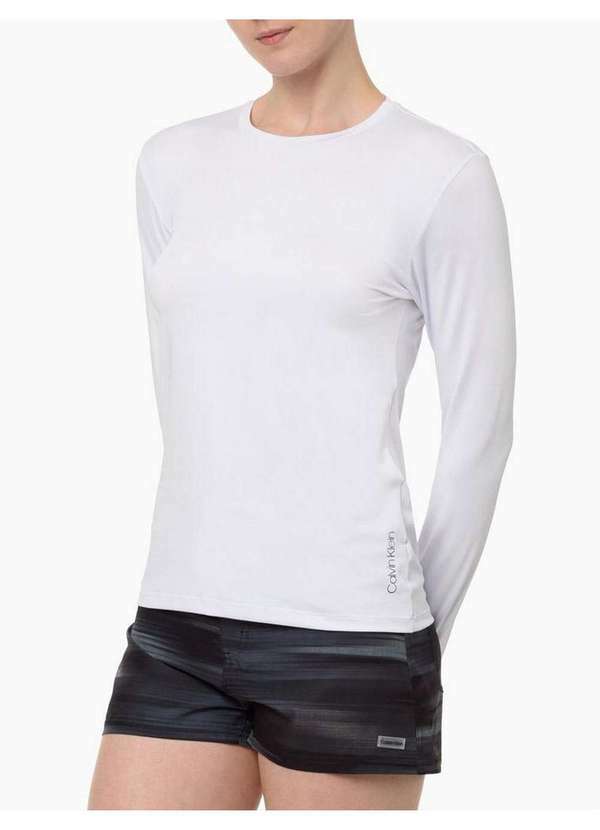 Calvin Klein Jeans - Camiseta Feminina Manga Longa Dry Swimwear - Branco 2 Branco