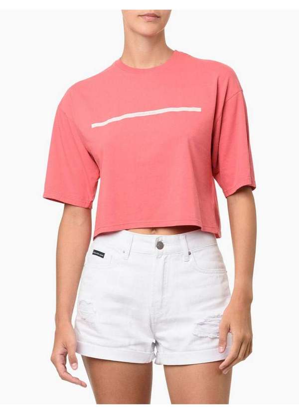 Calvin Klein Jeans Camiseta Feminina Palito Horizontal Melancia Vermelho