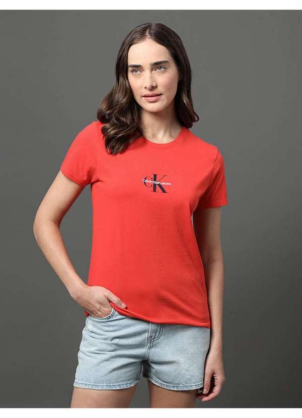 Calvin Klein Jeans - Camiseta Feminina Reissue Centralizado Calvin Klein Jeans - Verme Vermelho