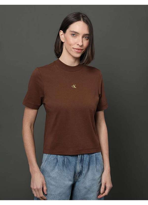 Calvin Klein Jeans - Camiseta Feminina Relevo Multicor Calvin Klein Jeans - Marrom Marrom