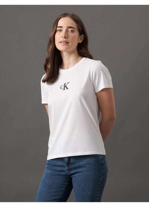 Calvin Klein Jeans - Camiseta Feminina Rubber Patch Calvin Klein Jeans - Branco 2 Branco