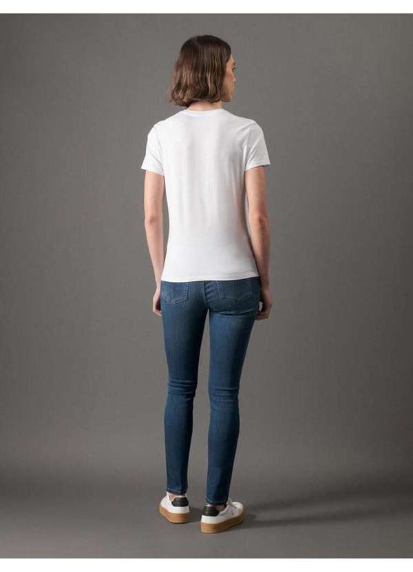 Calvin Klein Jeans - Camiseta Feminina Slim Estampa Mini Calvin Klein Jeans - Branco Branco 4