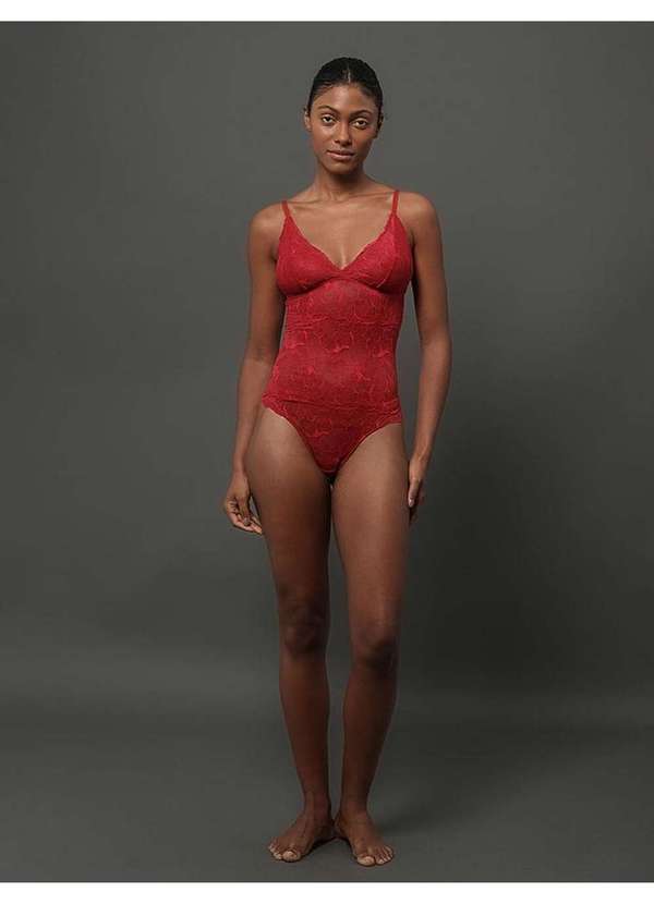 Calvin Klein Jeans - Camisete Feminina Renda Calvin Klein Underwear - Vermelho Vermelho 3