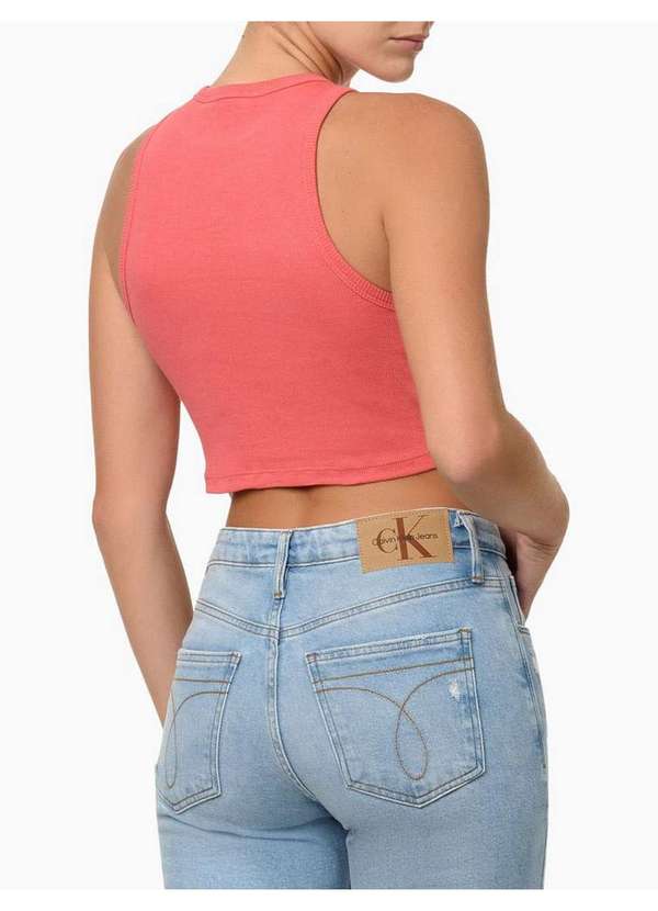 Calvin Klein Jeans - Regata Feminina Cropped Ribana - Melancia Vermelho 3