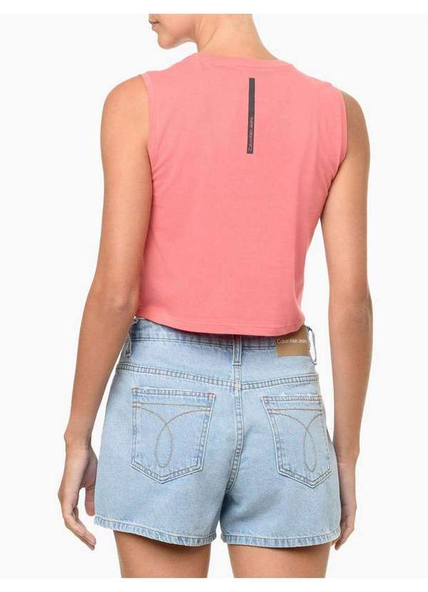 Calvin Klein Jeans - Regata Feminina Logo Palito - Melancia Vermelho