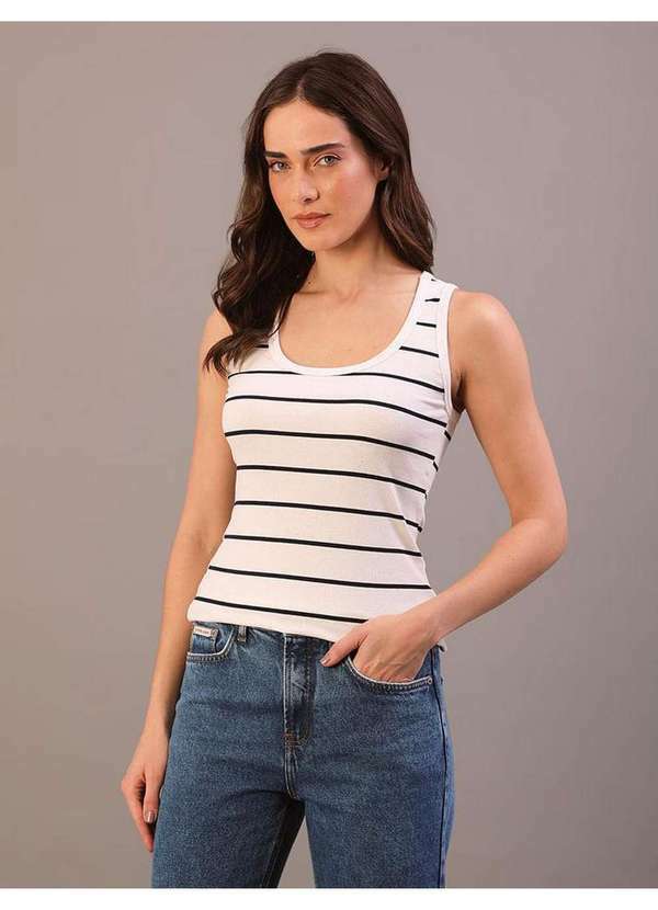 Calvin Klein Jeans - Regata Feminina Ribana Listrada Calvin Klein Jeans - Marinho Azul