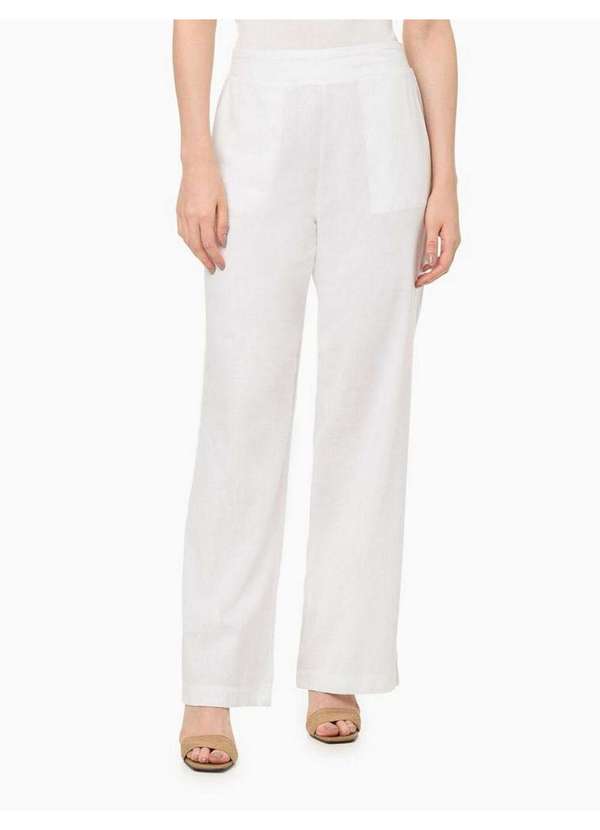 Calvin Klein Jeans - Calça Feminina Alfaiataria Linho Calvin Klein Jeans - Branco Branco