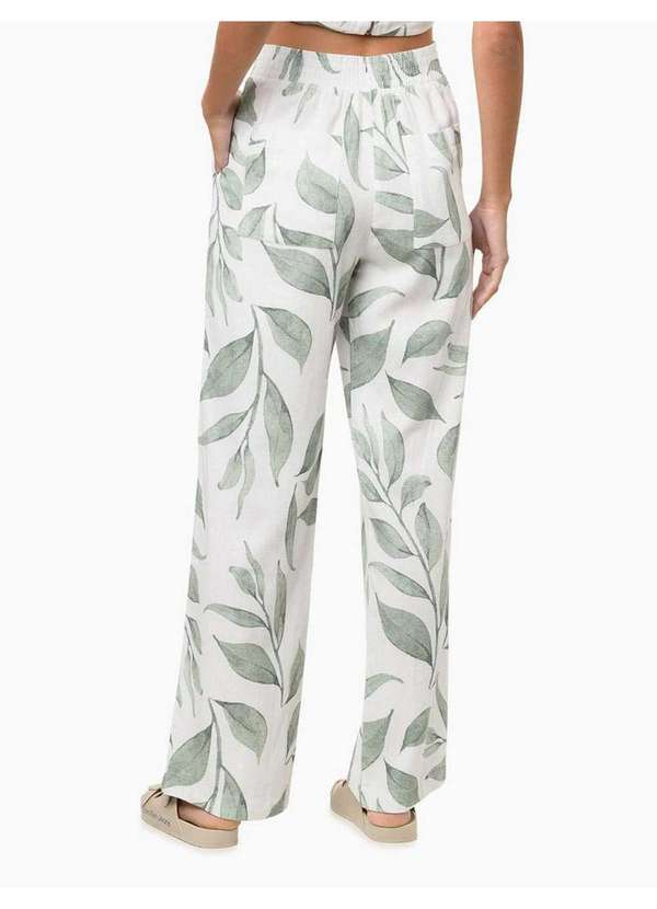 Calvin Klein Jeans - Calça Feminina Alfaiataria Linho Estampado Calvin Klein Jeans - B Branco 2