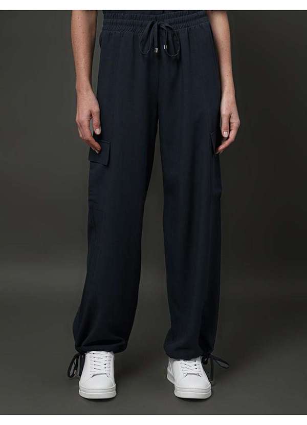 Calvin Klein Jeans Calça Feminina Cargo Linho Misto Calvin Klein  Marinho Azul