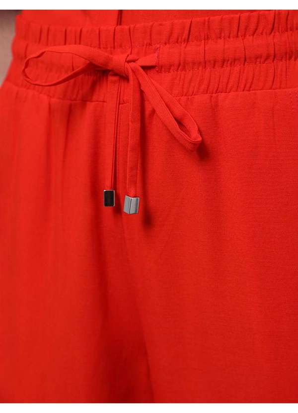 Calvin Klein Jeans - Calça Feminina Cargo Linho Misto Calvin Klein - Vermelho Vermelho 4