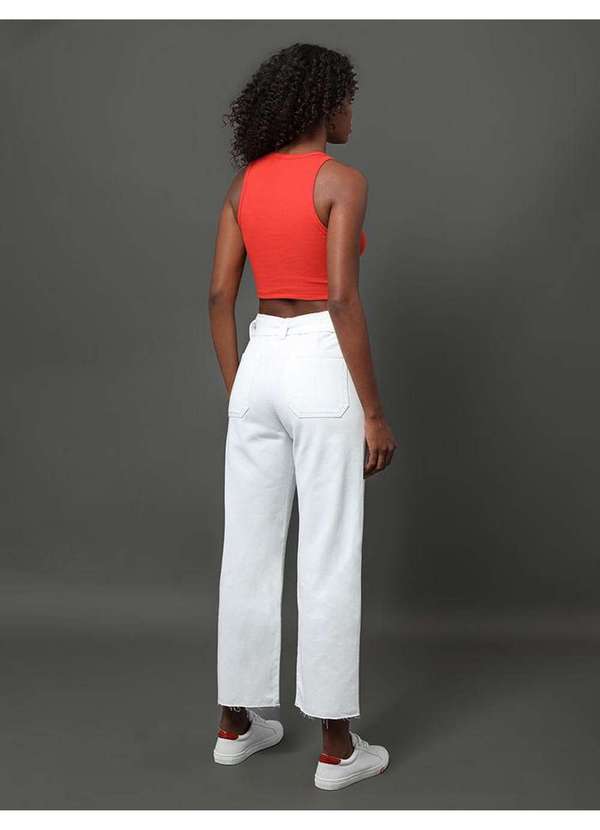 Calvin Klein Jeans - Calça Feminina Color Barrel Cinto Calvin Klein Jeans - Branco Branco