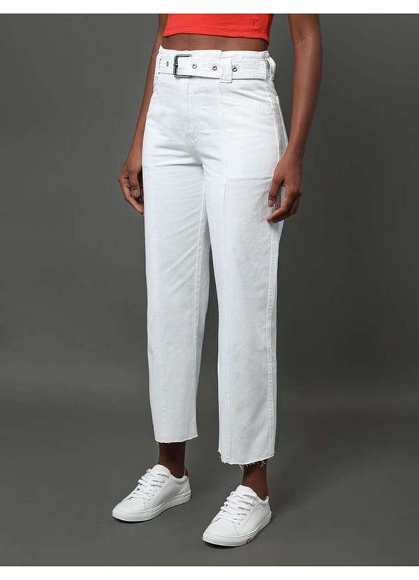 Calvin Klein Jeans - Calça Feminina Color Barrel Cinto Calvin Klein Jeans - Branco Branco 2
