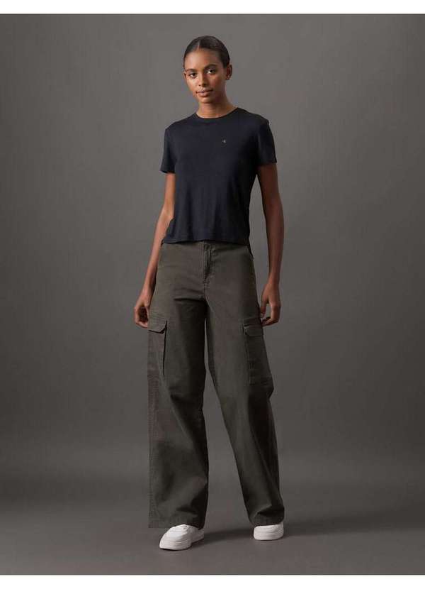 Calvin Klein Jeans - Calça Feminina Color Wide Led Cargo Calvin Klein Jeans - Militar Verde 3