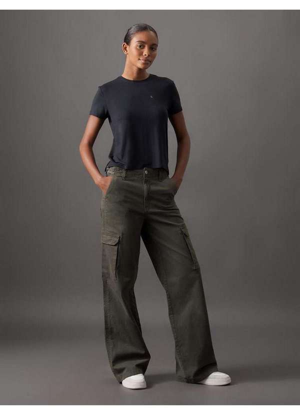 Calvin Klein Jeans - Calça Feminina Color Wide Led Cargo Calvin Klein Jeans - Militar Verde 5