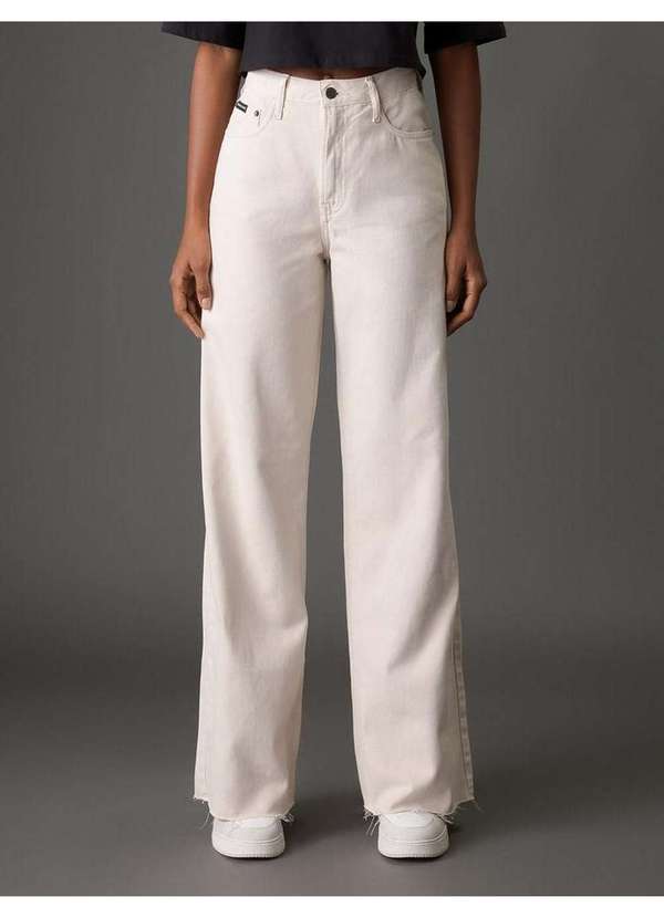 Calvin Klein Jeans - Calça Feminina Color Wide Leg 5 Pockets Calvin Klein Jeans - Arei Bege
