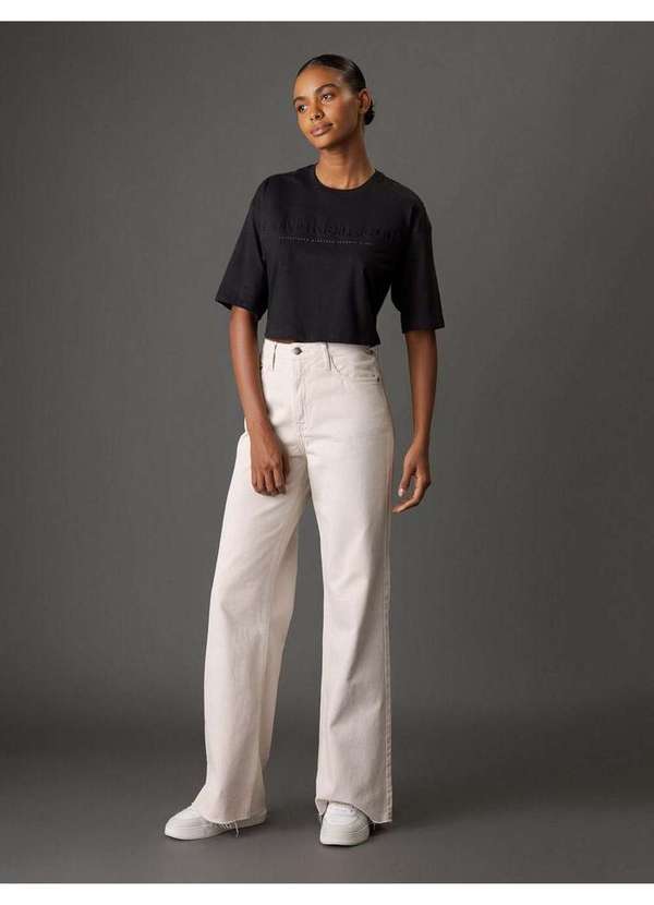 Calvin Klein Jeans - Calça Feminina Color Wide Leg 5 Pockets Calvin Klein Jeans - Arei Bege 4