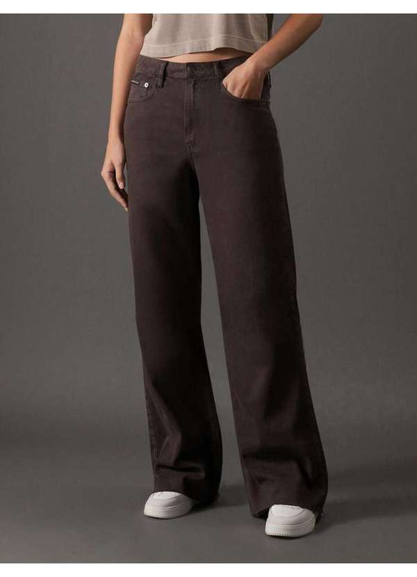 Calvin Klein Jeans - Calça Feminina Color Wide Leg 5 Pockets Calvin Klein Jeans - Cafe Marrom