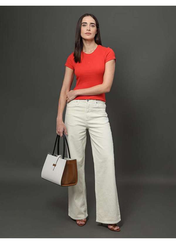 Calvin Klein Jeans - Calça Feminina Color Wide Leg Calvin Klein - Areia Bege 5