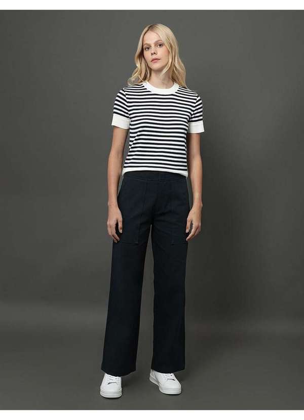 Calvin Klein Jeans - Calça Feminina Linho Texturizado Calvin Klein - Marinho Azul