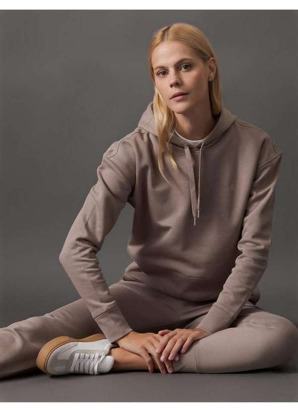 Calça Feminina Moletom Re Issue Calvin Klein Jeans Caqui Medio