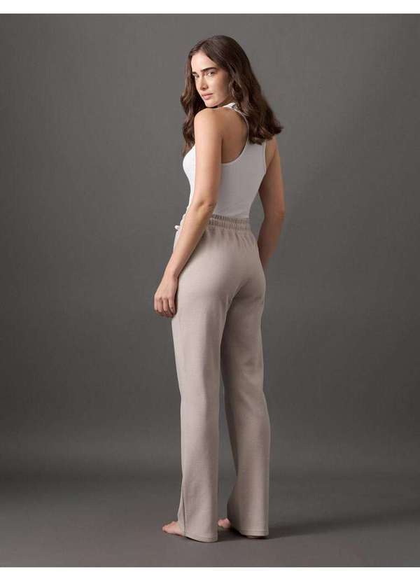 Calvin Klein Jeans - Calça Feminina Pantalona Suedine Soft Calvin Klein Underwear - Ca Bege 2