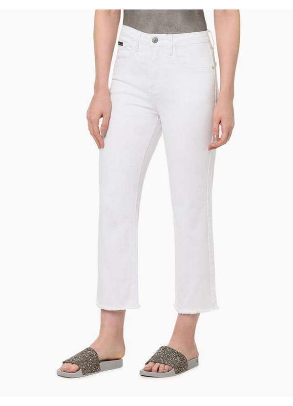 Calvin Klein Jeans - Calça Feminina Straight Barra Desfiada Calvin Klein Jeans - Branc Branco