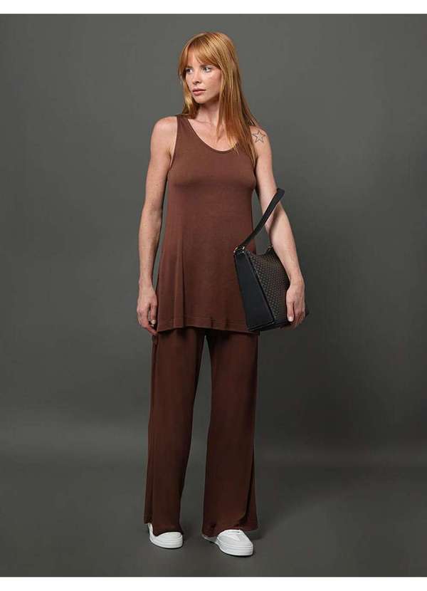 Calvin Klein Jeans - Calça Feminina Tricot Like Calvin Klein - Marrom Marrom