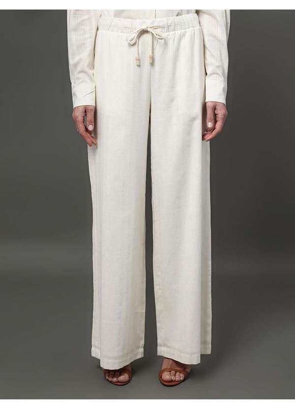 Calvin Klein Jeans - Calça Feminina Wide Leg com Listras Calvin Klein - Branco Branco 2