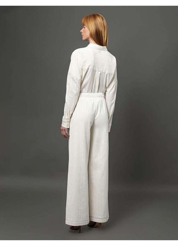 Calvin Klein Jeans - Calça Feminina Wide Leg com Listras Calvin Klein - Branco Branco 3