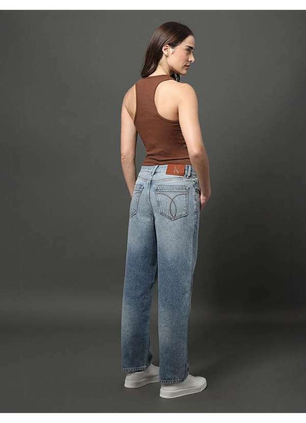Calvin Klein Jeans - Calça Jeans Feminina Barrel Pences Calvin Klein Jeans - Azul Médi Azul