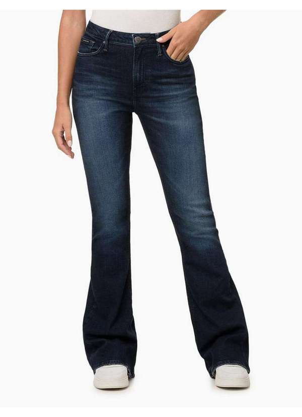 Calvin Klein Jeans - Calça Jeans Feminina Flare Embossed - Marinho Azul