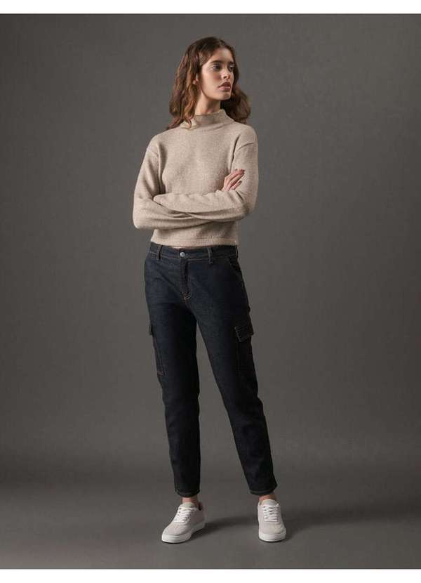 Calvin Klein Jeans - Calça Jeans Feminina New Skinny Cargo Calvin Klein Jeans - Marinh Azul