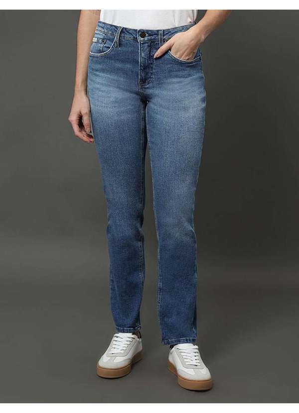 Calvin Klein Jeans - Calça Jeans Feminina Slim 5 Pockets Calvin Klein Jeans - Azul Méd Azul